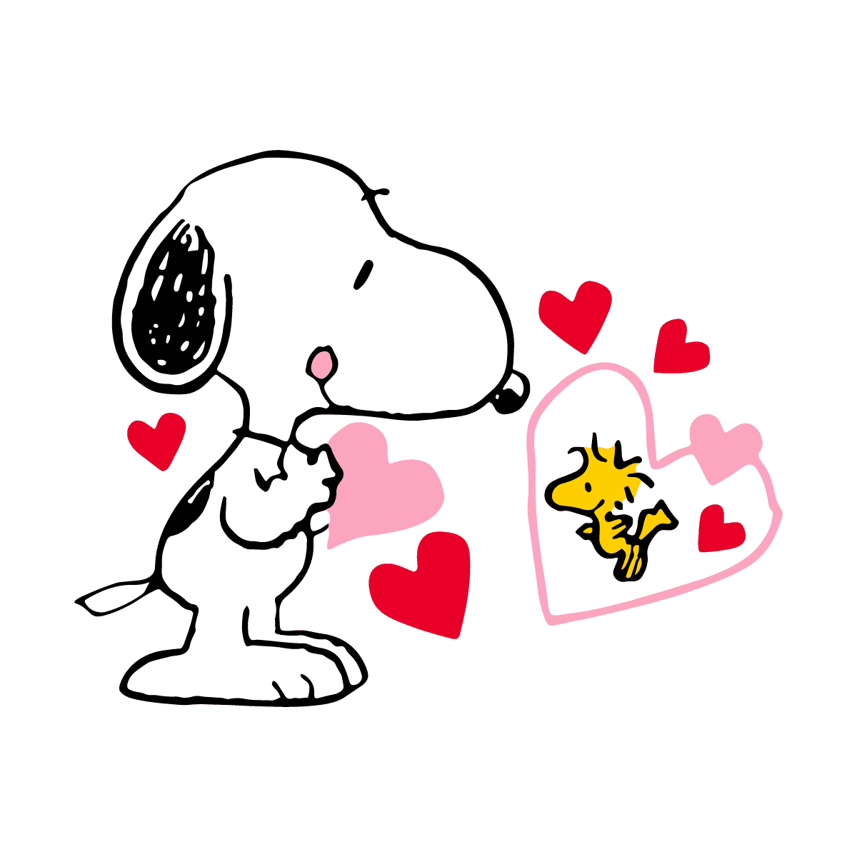 Snoopy with hearts and Woodstock