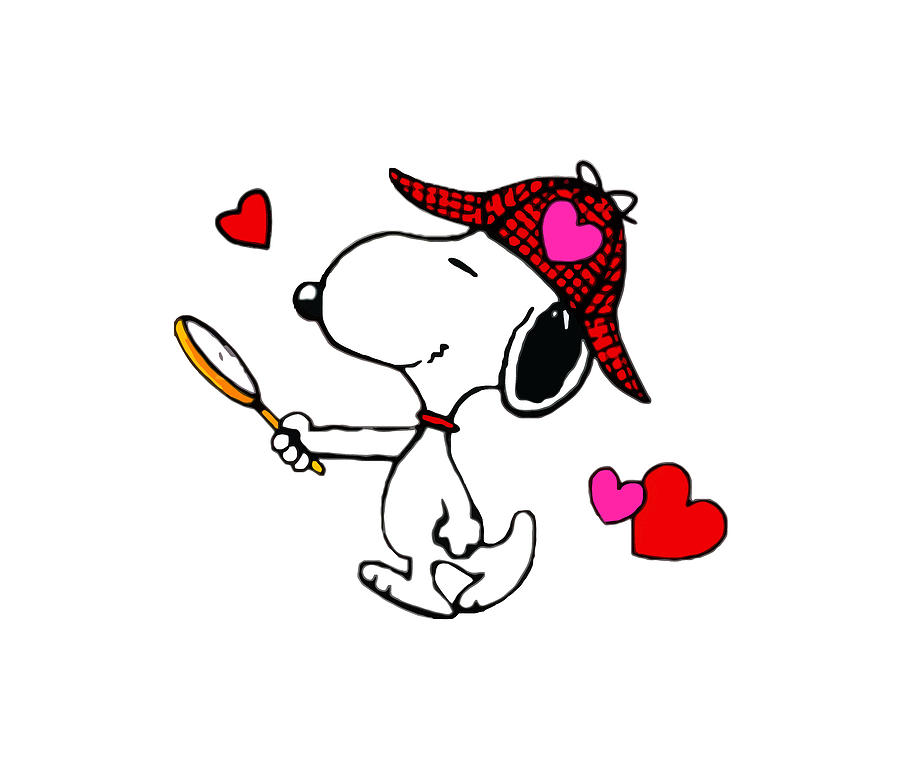 Snoopy with mirror and hearts